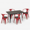 Caster Wood spisebord sæt: 4 industriel farvet stole og 120x60 cm bord Billig