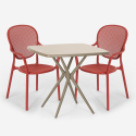 Lavett beige havebord sæt: 2 farvede stole og 72x72 cm firkantet bord Valgfri
