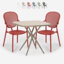 Lavett beige havebord sæt: 2 farvede stole og 72x72 cm firkantet bord Kampagne