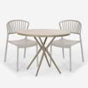 Gianum beige havebord møbel sæt: 2 farvede stole og 80 cm rundt bord Valgfri