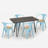 Wismar Top Light Sæt: 4 Industriel farvet stole og 120x60 cm stål bord Mængderabat
