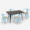 Caster Top Light spisebords sæt: 4 Industriel stole og 120x60 cm bord Udvalg