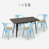 Caster Top Light spisebords sæt: 4 Industriel stole og 120x60 cm bord Kampagne
