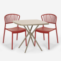 Magus beige havebord sæt: 2 farvede stole og 72x72 cm firkantet bord Valgfri
