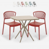 Magus beige havebord sæt: 2 farvede stole og 72x72 cm firkantet bord Kampagne