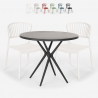 Gianum Dark sort havebord sæt: 2 farvede stole og 80 cm rundt bord På Tilbud