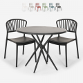 Gianum Dark sort havebord sæt: 2 farvede stole og 80 cm rundt bord Kampagne