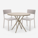 Aminos beige havebord møbel sæt: 2 farvede stole og 80 cm rundt bord Tilbud