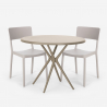 Aminos beige havebord møbel sæt: 2 farvede stole og 80 cm rundt bord Tilbud