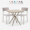 Regas beige havebord sæt: 2 farvede stole og 72x72 cm firkantet bord Mængderabat