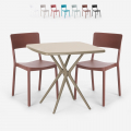 Regas beige havebord sæt: 2 farvede stole og 72x72 cm firkantet bord Kampagne