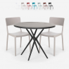 Aminos Dark sort havebord sæt: 2 farvede stole og 80 cm rundt bord Mængderabat
