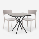 Regas Dark sort havebord sæt 2 farvede stole og 72x72cm firkantet bord Tilbud