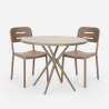 Ipsum beige havebord møbel sæt: 2 farvede stole og 80 cm rundt bord Tilbud