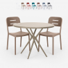 Ipsum beige havebord møbel sæt: 2 farvede stole og 80 cm rundt bord Kampagne