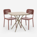 Larum beige havebord sæt: 2 farvede stole og 72x72 cm firkantet bord Tilbud