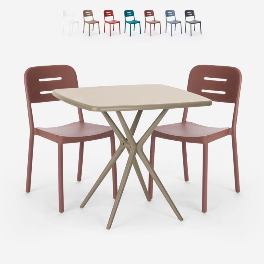 begrænse Nervesammenbrud menneskelige ressourcer Larum beige havebord sæt: 2 farvede stole og 72x72 cm firkantet bord