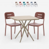 Larum beige havebord sæt: 2 farvede stole og 72x72 cm firkantet bord Kampagne