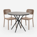 Ipsum Dark sort havebord sæt 2 farvede stole og 72x72cm firkantet bord Model