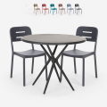 Ipsum Dark sort havebord sæt 2 farvede stole og 72x72cm firkantet bord Kampagne