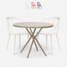 Kento beige havebord møbel sæt: 2 farvede stole og 80 cm rundt bord På Tilbud