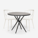Kento Dark sort havebord møbel sæt: 2 farvede stole og 80cm rundt bord Udvalg