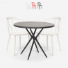 Kento Dark sort havebord møbel sæt: 2 farvede stole og 80cm rundt bord På Tilbud