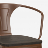 Barbord sæt med 4 farvede Tolix barstole og bord 60x60cm Bucket Wood 