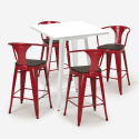 Barbord sæt med 4 farvede barstole og bord 60x60cm Bucket Wood White Billig