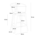 Barbord sæt med 4 farvede barstole og bord 60x60cm Bucket Wood White 