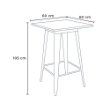Barbord sæt med 4 farvede barstole og bord 60x60cm Bucket Wood White 