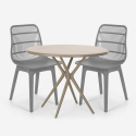 Bardus beige havebord møbel sæt: 2 farvede stole og 80 cm rundt bord Pris