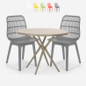 Bardus beige havebord møbel sæt: 2 farvede stole og 80 cm rundt bord Egenskaber