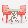 Cevis beige havebord sæt: 2 farvede stole og 72x72 cm firkantet bord Tilbud