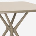 Cevis beige havebord sæt: 2 farvede stole og 72x72 cm firkantet bord 