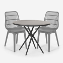 Bardus Dark sort havebord møbel sæt 2 farvede stole og 80cm rundt bord Tilbud
