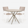 Fisher beige havebord sæt: 2 træeffekt stole og 80 cm rundt bord Udsalg