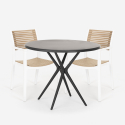 Fisher Dark sort havebord sæt: 2 træeffekt stole og 80 cm rundt bord Udsalg