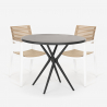 Fisher Dark sort havebord sæt: 2 træeffekt stole og 80 cm rundt bord Udsalg