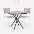 Clue Dark sort have sæt: 2 træeffekt stole og 72x72 cm firkantet bord Kampagne