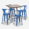 Mason Noix barbord sæt: 4 farvede barstole og 60x60 cm firkantet bord Mål