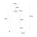 Mason Noix Steel Top Light barbord sæt: 4 barstole og 60x60 cm bord 