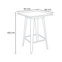 Bruck barbord sæt: 4 farvede industriel barstole og 60x60 cm stål bord 
