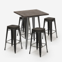 Bent barbord sæt: 4 farvede industriel barstole og 60x60 cm stål bord Rabatter