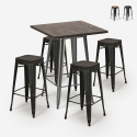 Bent barbord sæt: 4 farvede industriel barstole og 60x60 cm stål bord På Tilbud