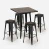 Bent Black barbord sæt: 4 farvede barstole og 60x60 cm sort stål bord Udsalg