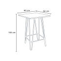 Oudin Noix barbord sæt: 4 børstet effekt barstole og 60x60cm stål bord Pris