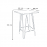 Oudin Noix barbord sæt: 4 børstet effekt barstole og 60x60cm stål bord Pris