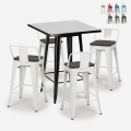 Barbord sæt med 4 farverige barstole og højt stål bord 60x60cm Buch Black Kampagne