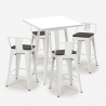 Barbord sæt med 4 farverige barstole og hvidt højt bord 60x60 cm Buch White Mål